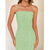 imageZESICA Womens 2025 Summer Boho Floral Strapless Bodycon Dress Off Shoulder Tube Beach Party Long Midi DressesGreen