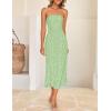 imageZESICA Womens 2025 Summer Boho Floral Strapless Bodycon Dress Off Shoulder Tube Beach Party Long Midi DressesGreen