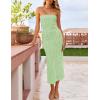 imageZESICA Womens 2025 Summer Boho Floral Strapless Bodycon Dress Off Shoulder Tube Beach Party Long Midi DressesGreen