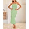 imageZESICA Womens 2025 Summer Boho Floral Strapless Bodycon Dress Off Shoulder Tube Beach Party Long Midi DressesGreen