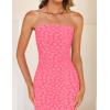 imageZESICA Womens 2025 Summer Boho Floral Strapless Bodycon Dress Off Shoulder Tube Beach Party Long Midi DressesHotpink