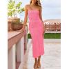 imageZESICA Womens 2025 Summer Boho Floral Strapless Bodycon Dress Off Shoulder Tube Beach Party Long Midi DressesHotpink