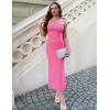 imageZESICA Womens 2025 Summer Boho Floral Strapless Bodycon Dress Off Shoulder Tube Beach Party Long Midi DressesHotpink