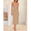 imageZESICA Womens 2025 Summer Boho Floral Strapless Bodycon Dress Off Shoulder Tube Beach Party Long Midi DressesKhaki