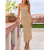 imageZESICA Womens 2025 Summer Boho Floral Strapless Bodycon Dress Off Shoulder Tube Beach Party Long Midi DressesKhaki