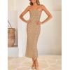 imageZESICA Womens 2025 Summer Boho Floral Strapless Bodycon Dress Off Shoulder Tube Beach Party Long Midi DressesKhaki