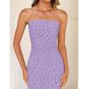 imageZESICA Womens 2025 Summer Boho Floral Strapless Bodycon Dress Off Shoulder Tube Beach Party Long Midi DressesPurple