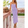 imageZESICA Womens 2025 Summer Boho Floral Strapless Bodycon Dress Off Shoulder Tube Beach Party Long Midi DressesPurple