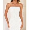 imageZESICA Womens 2025 Summer Boho Floral Strapless Bodycon Dress Off Shoulder Tube Beach Party Long Midi DressesWhite