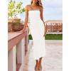 imageZESICA Womens 2025 Summer Boho Floral Strapless Bodycon Dress Off Shoulder Tube Beach Party Long Midi DressesWhite
