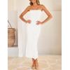 imageZESICA Womens 2025 Summer Boho Floral Strapless Bodycon Dress Off Shoulder Tube Beach Party Long Midi DressesWhite