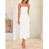 imageZESICA Womens 2025 Summer Boho Floral Strapless Bodycon Dress Off Shoulder Tube Beach Party Long Midi DressesWhite