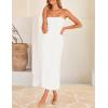 imageZESICA Womens 2025 Summer Boho Floral Strapless Bodycon Dress Off Shoulder Tube Beach Party Long Midi DressesWhite