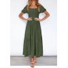 imageZESICA Womens 2025 Summer Boho Floral Print Square Neck Ruffle Swing Beach Long Maxi DressArmygreen
