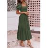 imageZESICA Womens 2025 Summer Boho Floral Print Square Neck Ruffle Swing Beach Long Maxi DressArmygreen