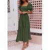 imageZESICA Womens 2025 Summer Boho Floral Print Square Neck Ruffle Swing Beach Long Maxi DressArmygreen