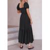 imageZESICA Womens 2025 Summer Boho Floral Print Square Neck Ruffle Swing Beach Long Maxi DressBlack