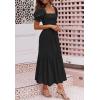 imageZESICA Womens 2025 Summer Boho Floral Print Square Neck Ruffle Swing Beach Long Maxi DressBlack