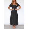 imageZESICA Womens 2025 Summer Boho Floral Print Square Neck Ruffle Swing Beach Long Maxi DressBlack
