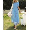 imageZESICA Womens 2025 Summer Boho Floral Print Square Neck Ruffle Swing Beach Long Maxi DressBlue