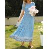 imageZESICA Womens 2025 Summer Boho Floral Print Square Neck Ruffle Swing Beach Long Maxi DressBlue