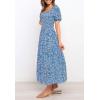 imageZESICA Womens 2025 Summer Boho Floral Print Square Neck Ruffle Swing Beach Long Maxi DressBlue2