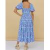 imageZESICA Womens 2025 Summer Boho Floral Print Square Neck Ruffle Swing Beach Long Maxi DressBluishviolet