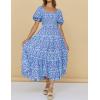 imageZESICA Womens 2025 Summer Boho Floral Print Square Neck Ruffle Swing Beach Long Maxi DressBluishviolet