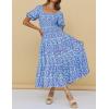 imageZESICA Womens 2025 Summer Boho Floral Print Square Neck Ruffle Swing Beach Long Maxi DressBluishviolet