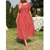 imageZESICA Womens 2025 Summer Boho Floral Print Square Neck Ruffle Swing Beach Long Maxi DressCherry