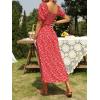imageZESICA Womens 2025 Summer Boho Floral Print Square Neck Ruffle Swing Beach Long Maxi DressCherry