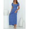 imageZESICA Womens 2025 Summer Boho Floral Print Square Neck Ruffle Swing Beach Long Maxi DressCobalt