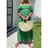 imageZESICA Womens 2025 Summer Boho Floral Print Square Neck Ruffle Swing Beach Long Maxi DressGrassgreen