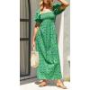 imageZESICA Womens 2025 Summer Boho Floral Print Square Neck Ruffle Swing Beach Long Maxi DressGrassgreen