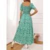 imageZESICA Womens 2025 Summer Boho Floral Print Square Neck Ruffle Swing Beach Long Maxi DressGreen