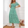 imageZESICA Womens 2025 Summer Boho Floral Print Square Neck Ruffle Swing Beach Long Maxi DressGreen