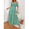 imageZESICA Womens 2025 Summer Boho Floral Print Square Neck Ruffle Swing Beach Long Maxi DressGreen