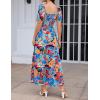 imageZESICA Womens 2025 Summer Boho Floral Print Square Neck Ruffle Swing Beach Long Maxi DressGreenblue