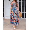 imageZESICA Womens 2025 Summer Boho Floral Print Square Neck Ruffle Swing Beach Long Maxi DressGreenblue
