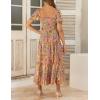 imageZESICA Womens 2025 Summer Boho Floral Print Square Neck Ruffle Swing Beach Long Maxi DressGreygreen