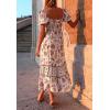 imageZESICA Womens 2025 Summer Boho Floral Print Square Neck Ruffle Swing Beach Long Maxi DressIvory