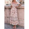 imageZESICA Womens 2025 Summer Boho Floral Print Square Neck Ruffle Swing Beach Long Maxi DressIvory