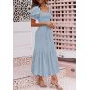 imageZESICA Womens 2025 Summer Boho Floral Print Square Neck Ruffle Swing Beach Long Maxi DressLightblue