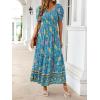 imageZESICA Womens 2025 Summer Boho Floral Print Square Neck Ruffle Swing Beach Long Maxi DressLightgreen