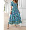 imageZESICA Womens 2025 Summer Boho Floral Print Square Neck Ruffle Swing Beach Long Maxi DressLightgreen