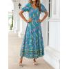 imageZESICA Womens 2025 Summer Boho Floral Print Square Neck Ruffle Swing Beach Long Maxi DressLightgreen
