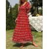 imageZESICA Womens 2025 Summer Boho Floral Print Square Neck Ruffle Swing Beach Long Maxi DressLycheered
