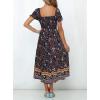 imageZESICA Womens 2025 Summer Boho Floral Print Square Neck Ruffle Swing Beach Long Maxi DressNavy