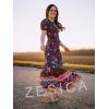 imageZESICA Womens 2025 Summer Boho Floral Print Square Neck Ruffle Swing Beach Long Maxi DressNavy