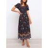 imageZESICA Womens 2025 Summer Boho Floral Print Square Neck Ruffle Swing Beach Long Maxi DressNavy